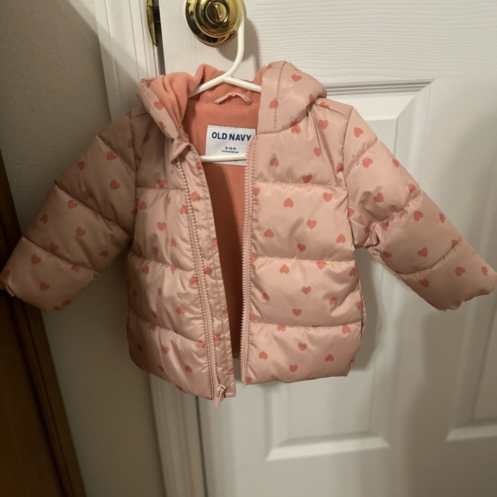 Old Navy Blush Heart Puffer Jacket